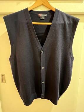 Vintage Façonnable Albert Goldberg 100% Wool Button Front Cardigan Sweater Vest